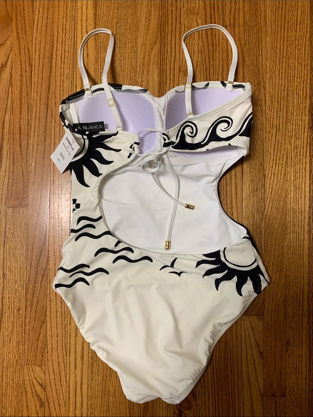 La Blanca swimsuit - waves of Rio strapless bandeau one piece w side cutout - Picture 2 of 7